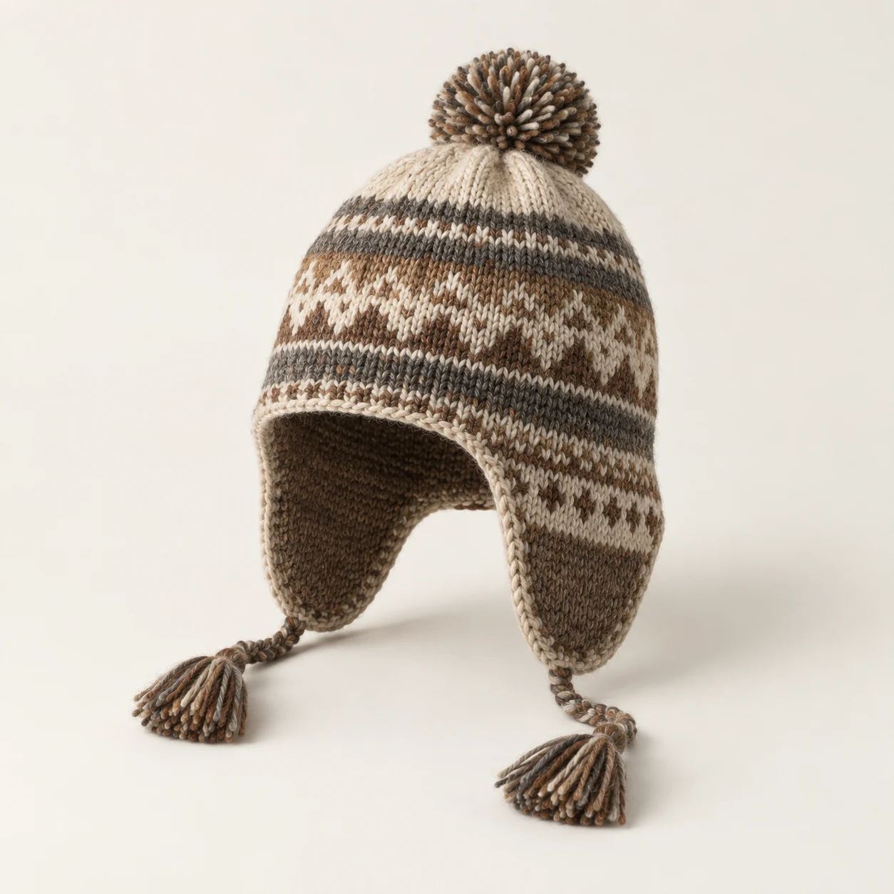 Gorro de lana con orejeras. Imagen ilustrativa generada por IA; materiales: lana.